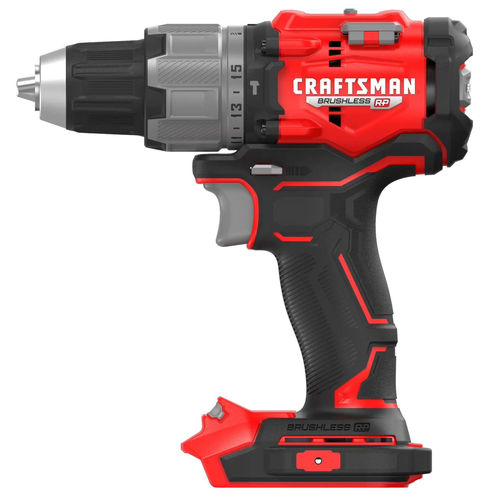 V20* Brushless RP Hammer Drill/Driver without a battery on a white background