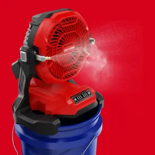 CRAFTSMAN V20* Cordless Misting Fan Kit on Blue Bucket