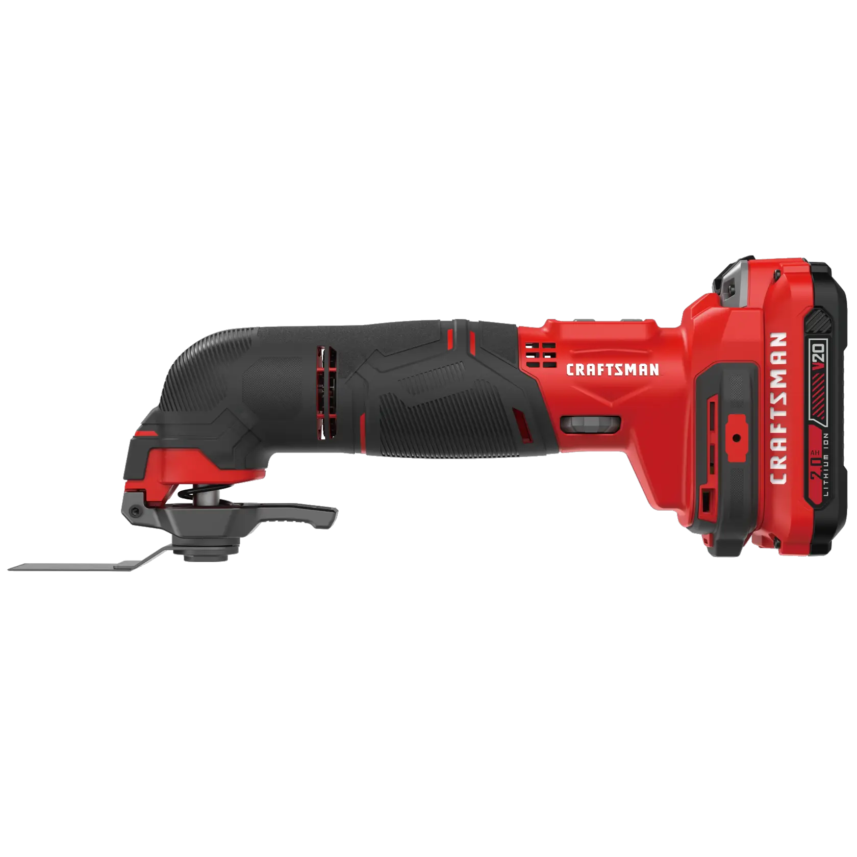 Right profile of cordless oscillating tool kit.