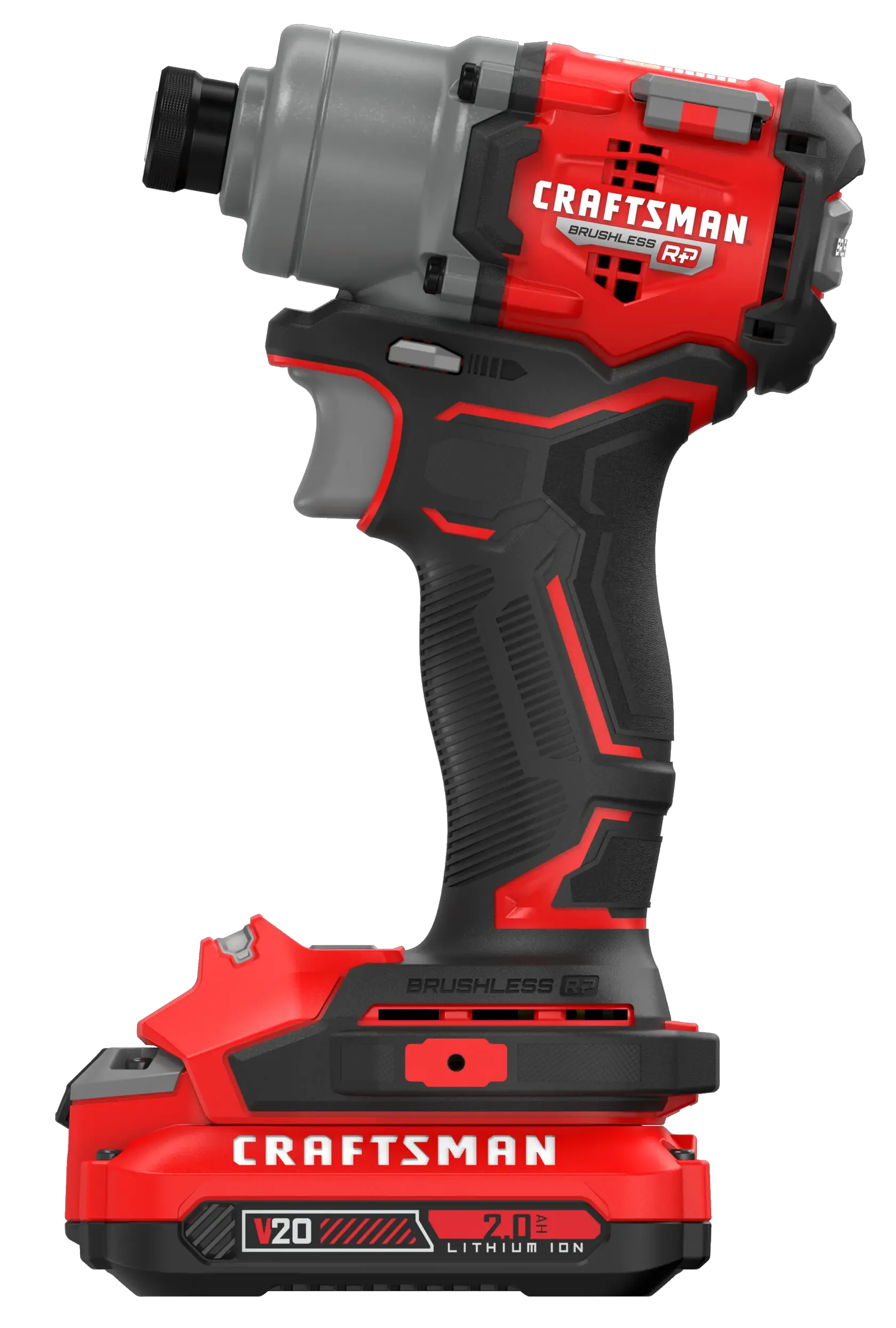 V20* Brushless RP Impact Driver with a 2 amp hour battery on a white background
