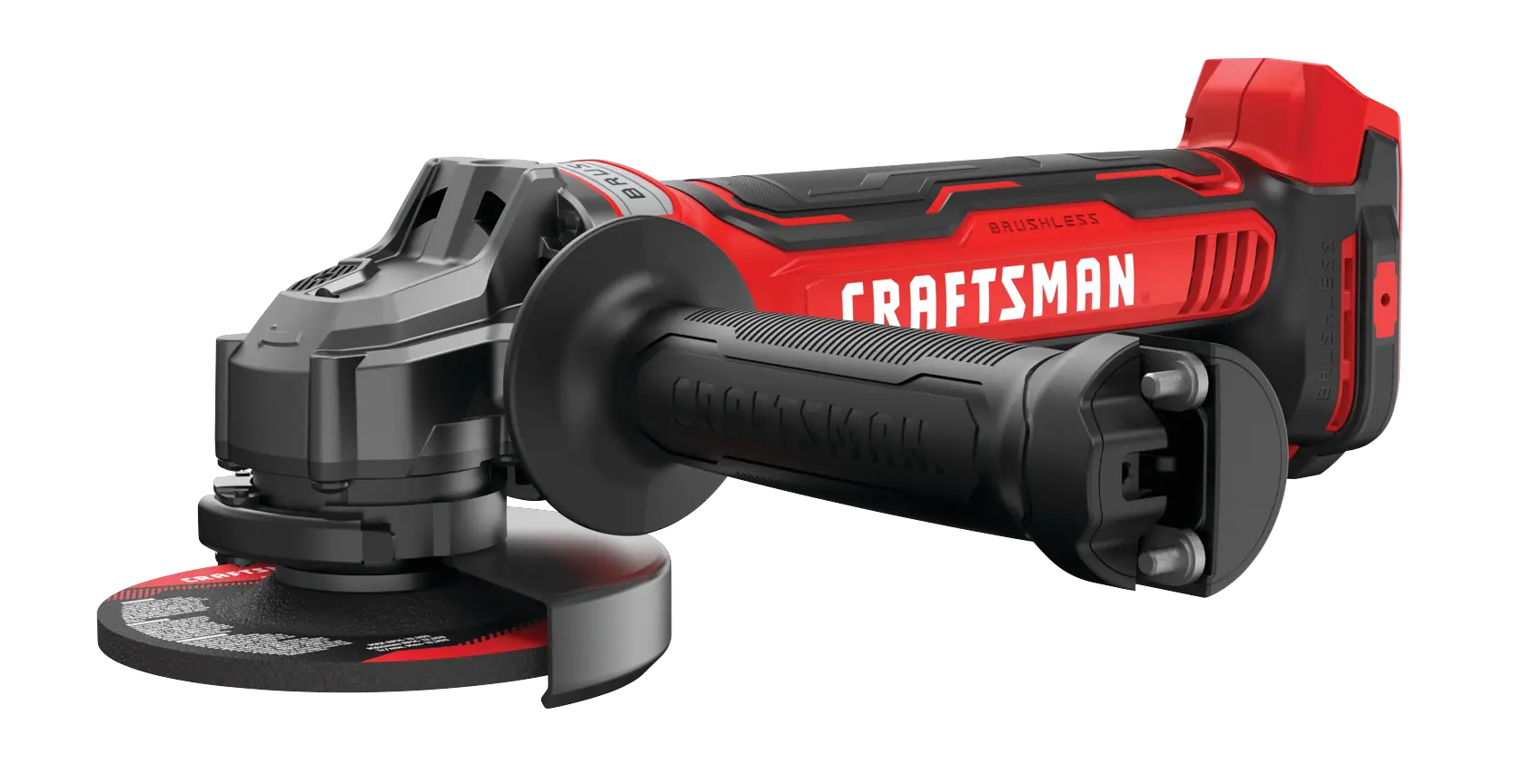 View of CRAFTSMAN Angle Grinder on white background