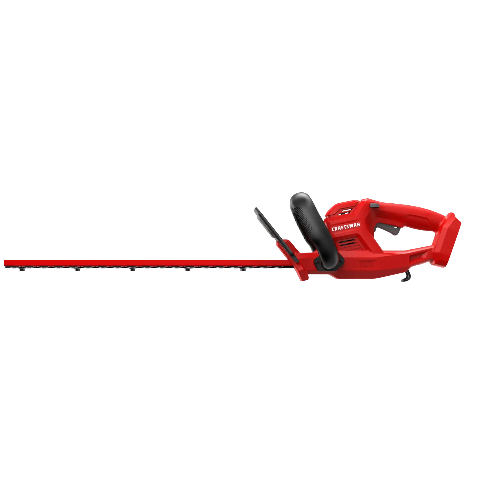 Right profile  view of cordless 20 inch hedge trimmer kit.