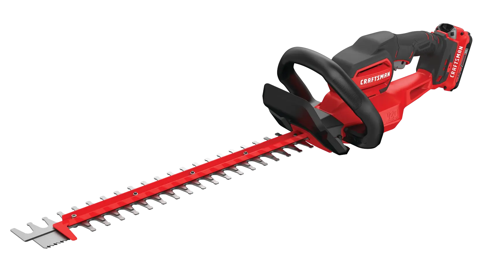 Cordless 22 inch hedge trimmer kit 2 ampere hours.