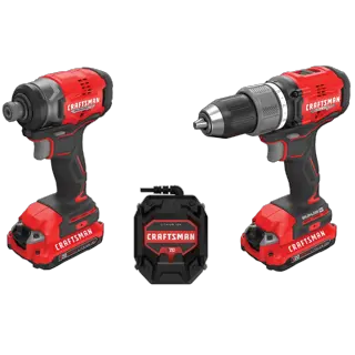 V20 Brushless RP drill driver/ impact driver combo kit on white background