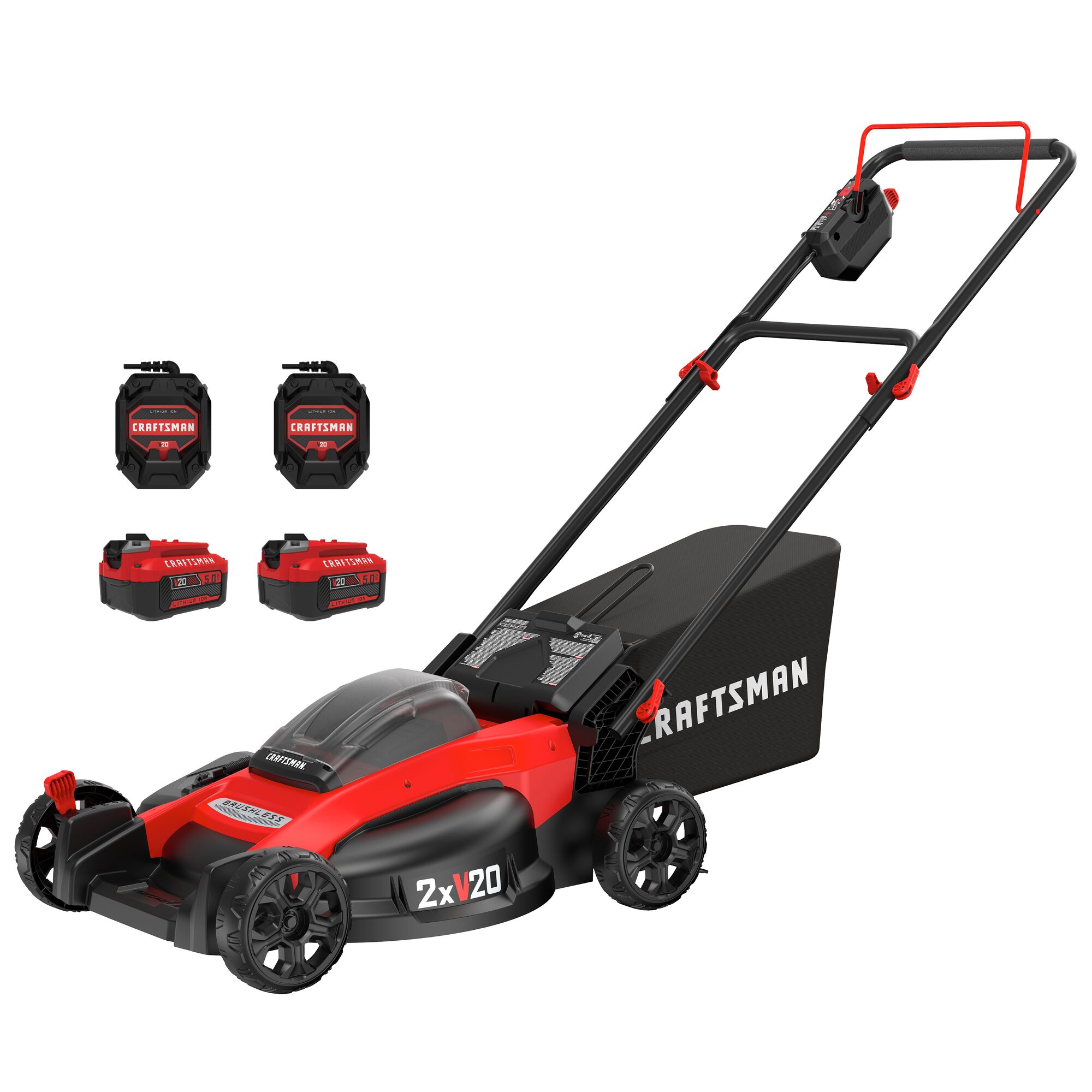 CRAFTSMAN V20* Brushless Cordless 20-Inch Push Lawn Mower with (2