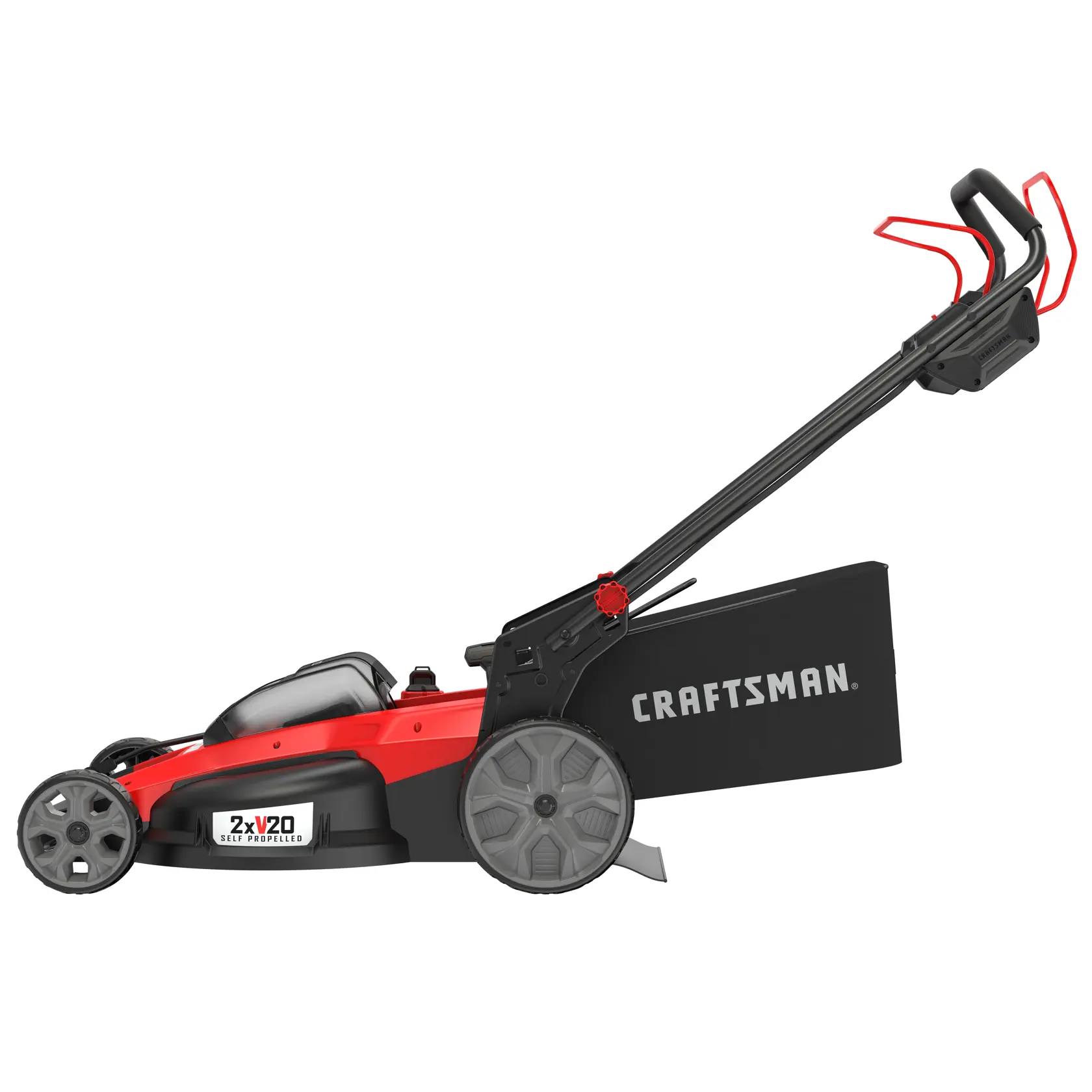 Right profile  view of 20 inch brushless cordless self propelled mower kit.