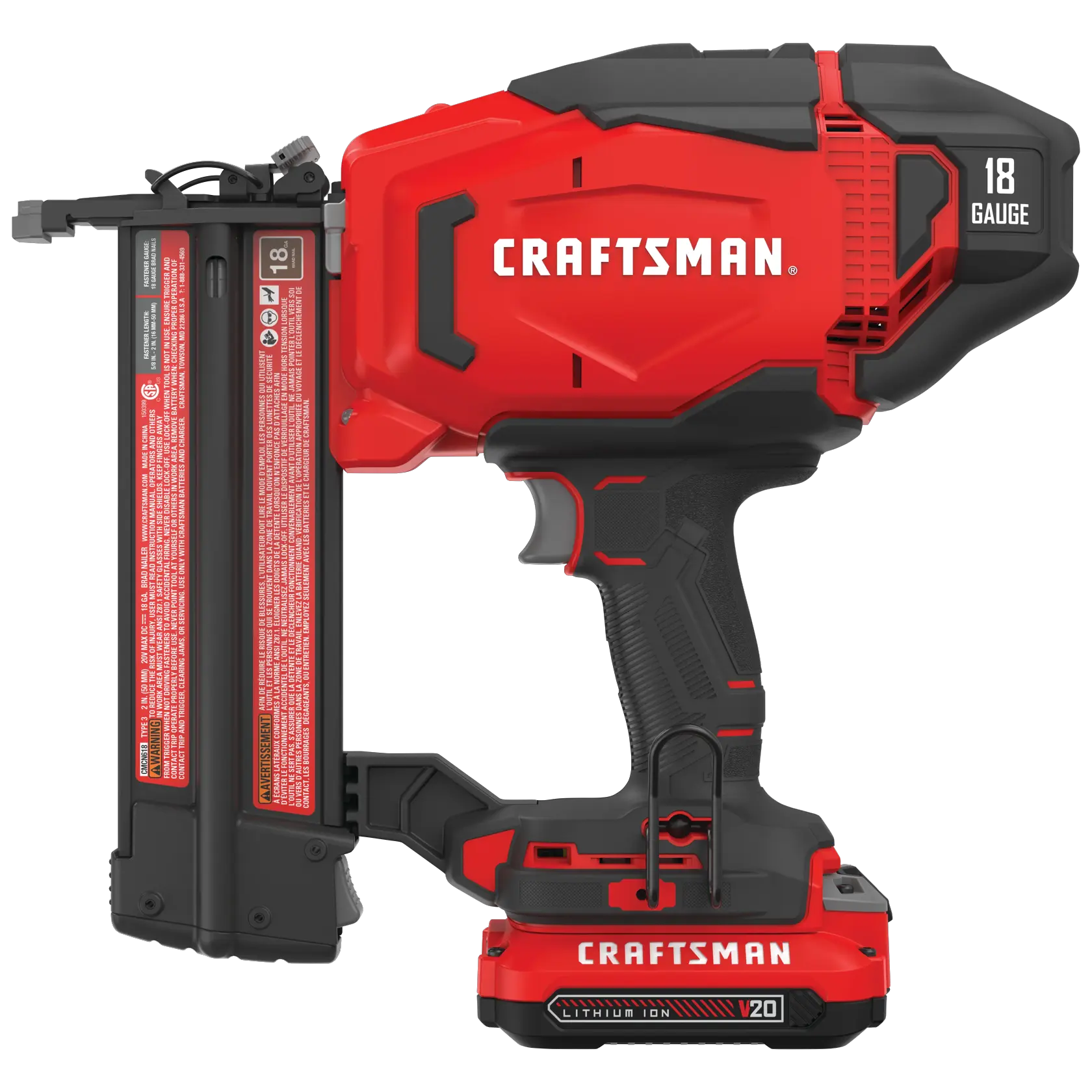20 volt 18 gauge cordless brad nailer kit.