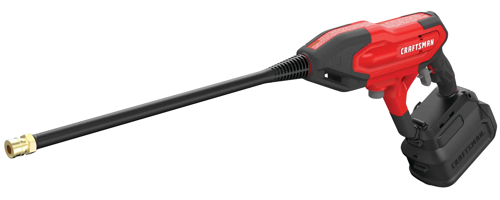 Left profile of 20 volt cordless 350 max P S I power cleaner.