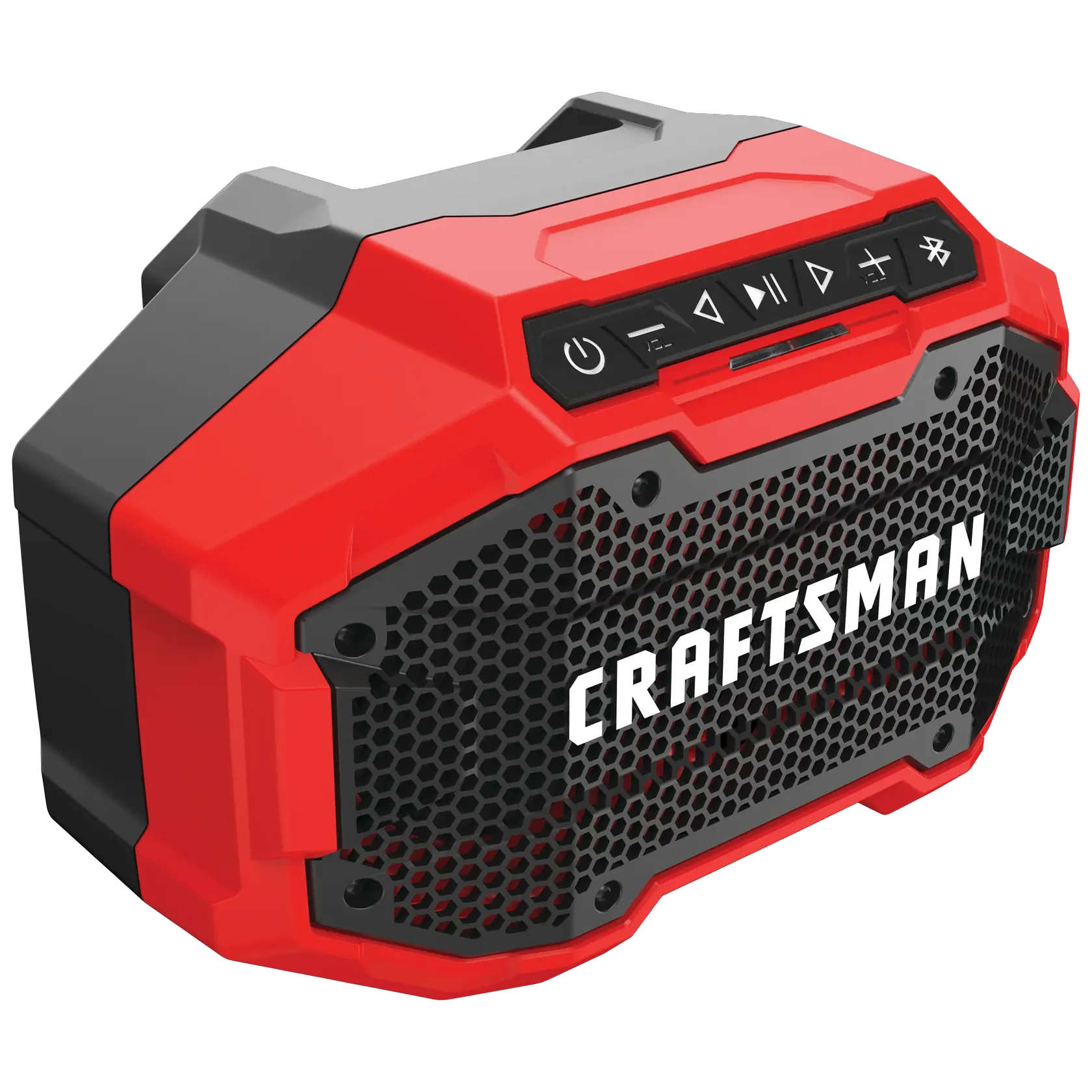 Left profile of 20 volt cordless bluetooth speaker.