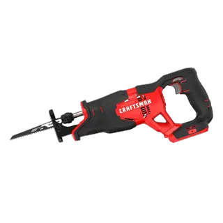 Left profile of 20 volt cordless reciprocating saw.