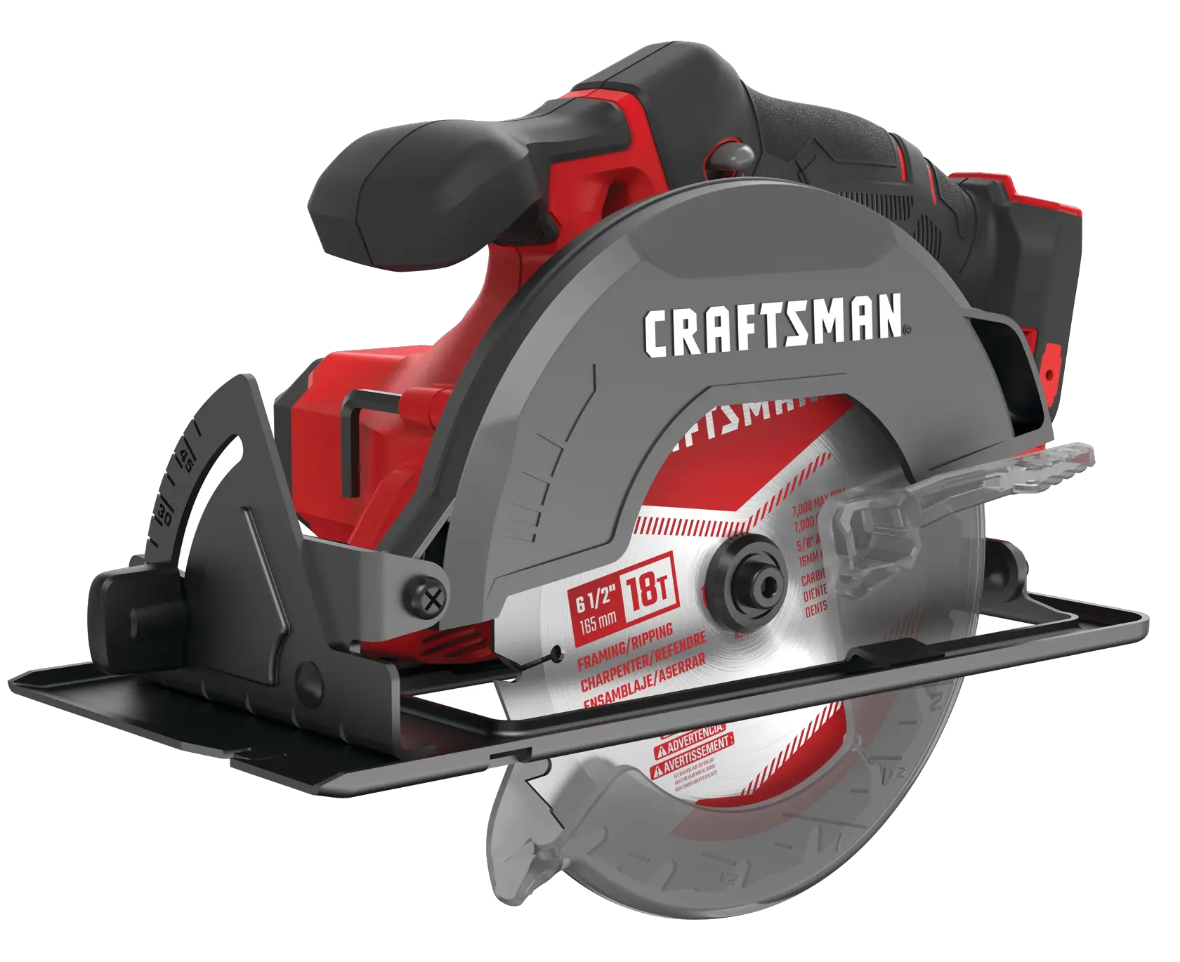 Left profile of 20 volt cordless 6 1 half inch circular saw.