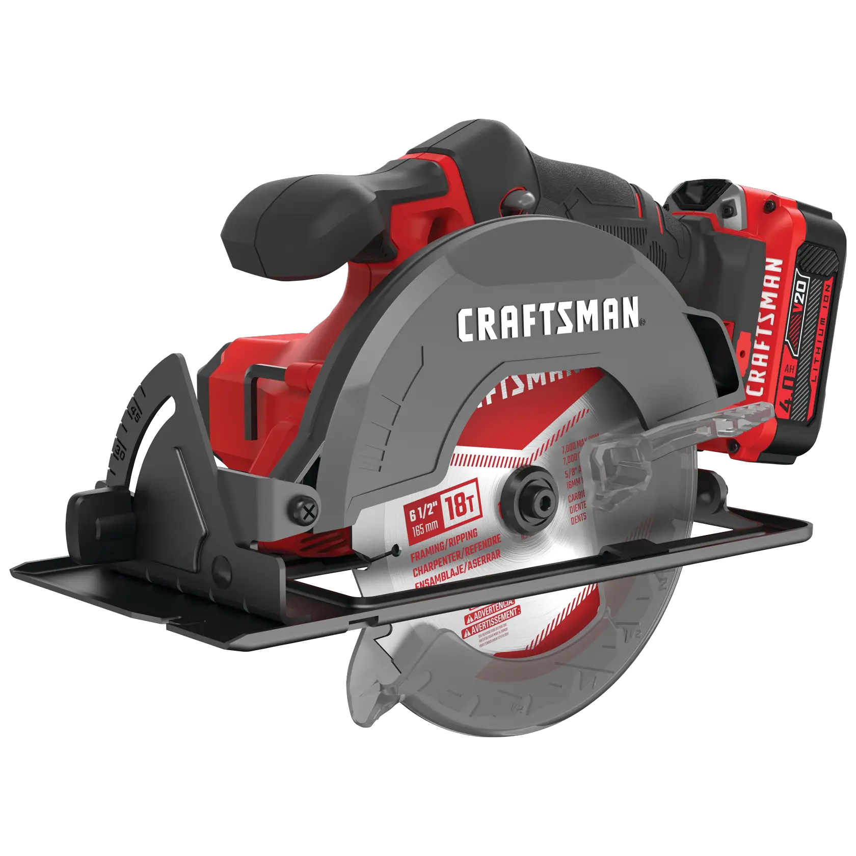 Left profile of 20 volt cordless 6 1 half inch circular saw kit.