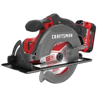 Left profile of 20 volt cordless 6 1 half inch circular saw kit.