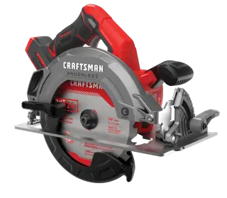 Right profile of 20 volt 7 1 quarter inch brushless cordless circular saw.
