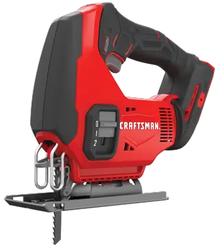 Left profile of 20 volt cordless jig saw.