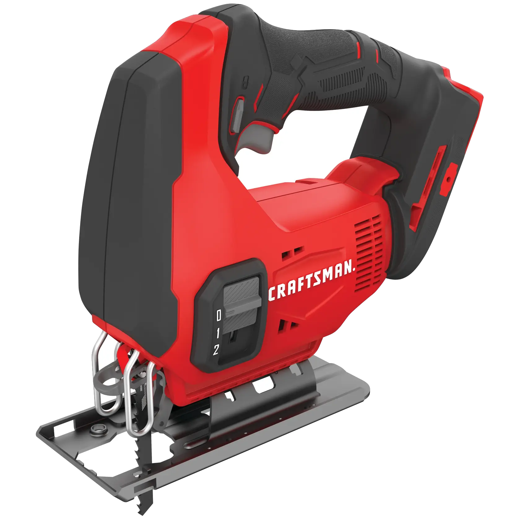 Left profile of 20 volt cordless jig saw.