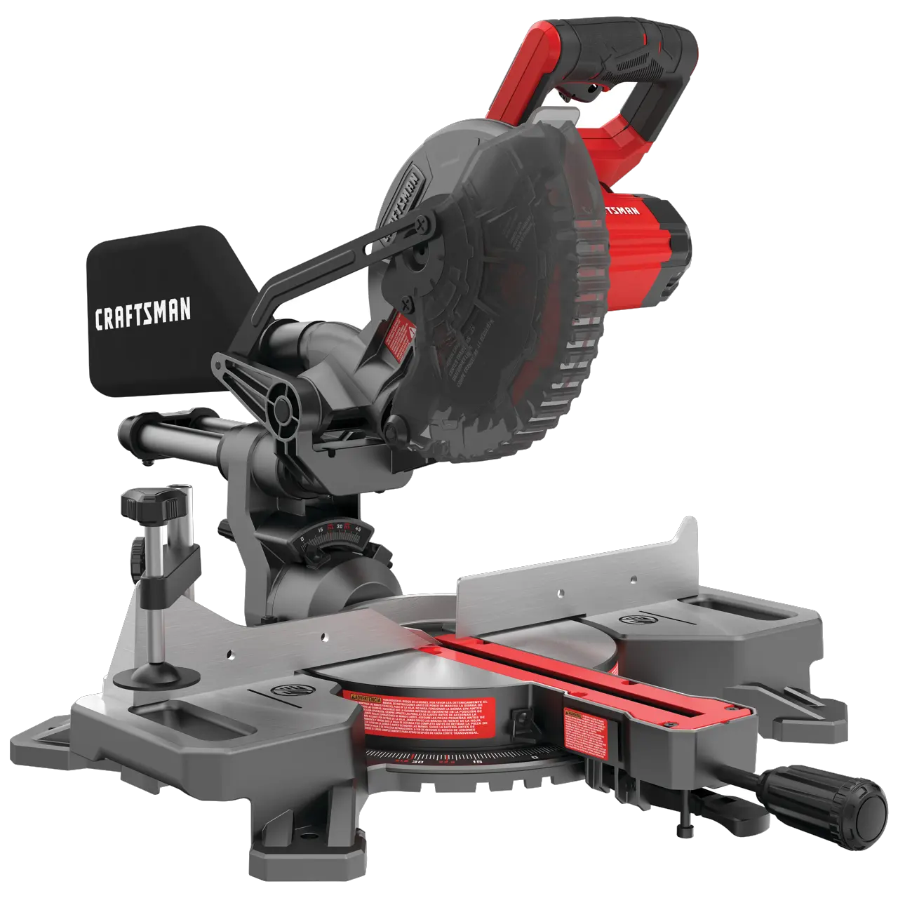 Right profile of 20 volt cordless 7 1 quarter inch sliding miter saw kit.
