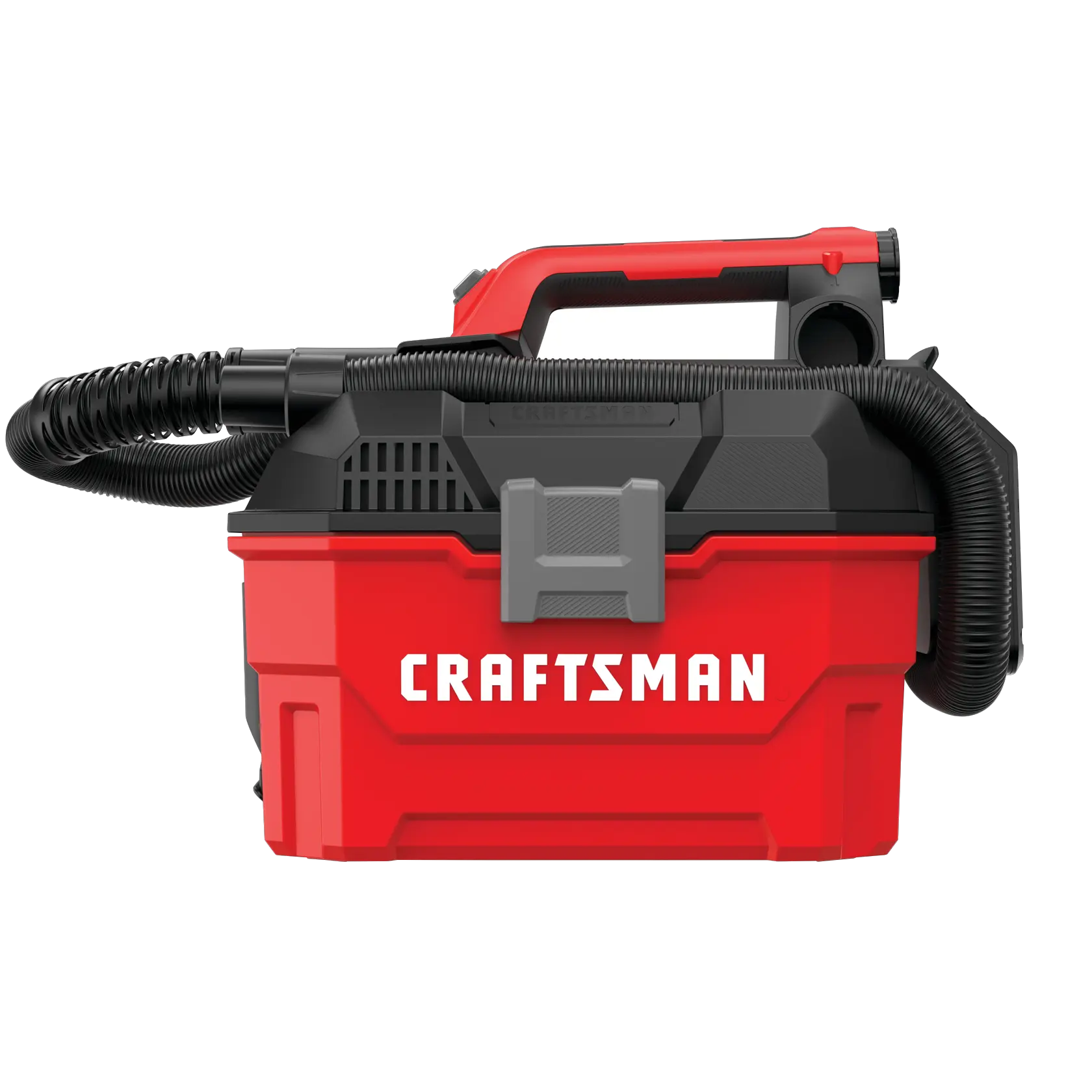 Right profile of 20 volt cordless 2 gallon wet dry vacuum.