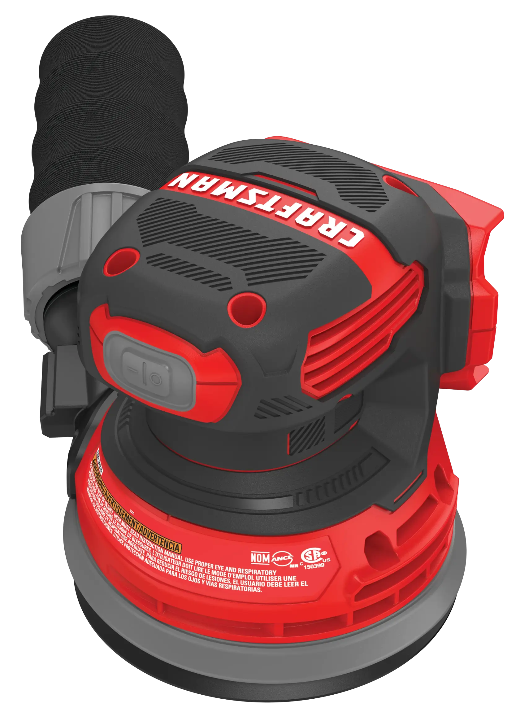Right profile of 20 volt cordless random orbit sander .