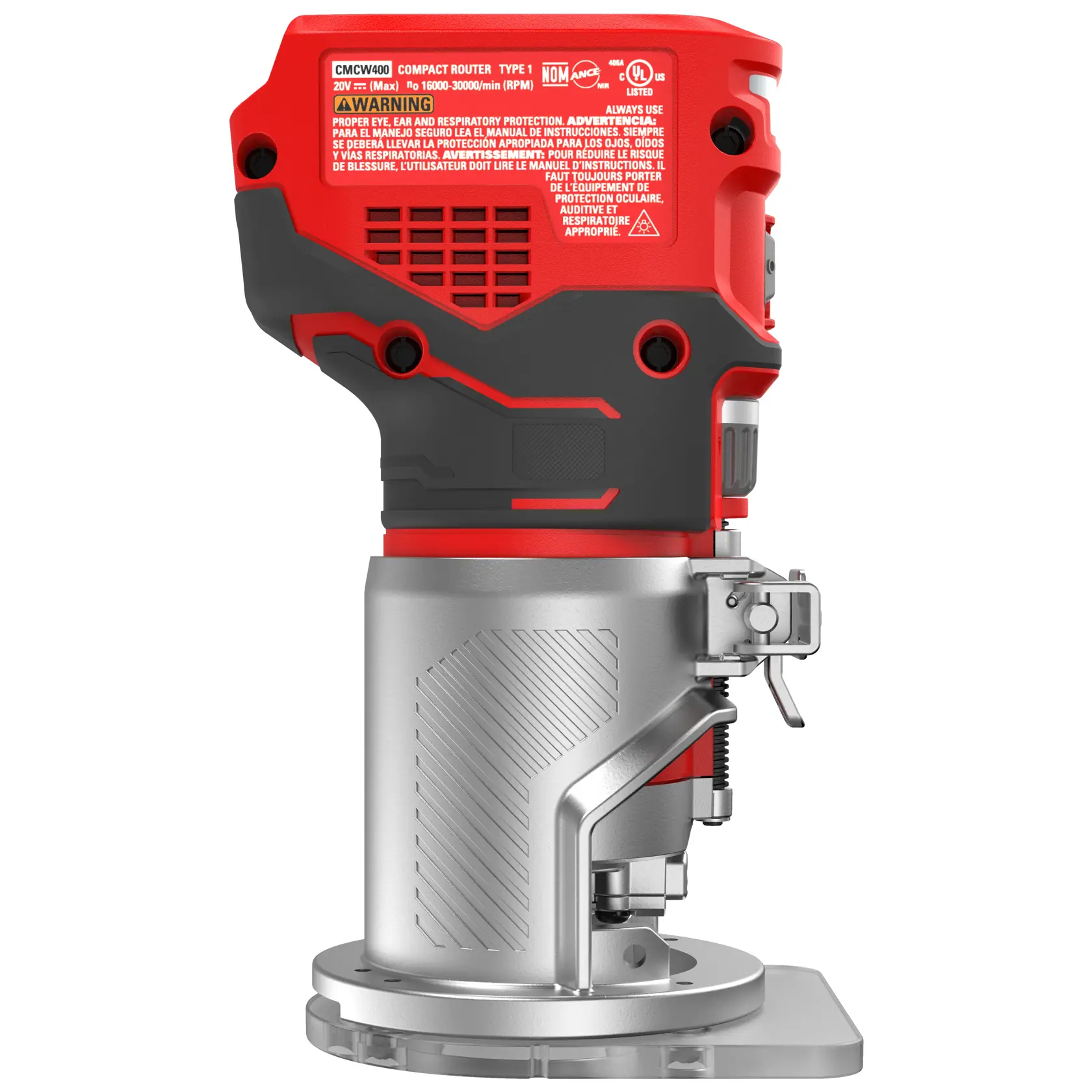 CRAFTSMAN V20 Brushless RP Fixed Base Router on White Background.