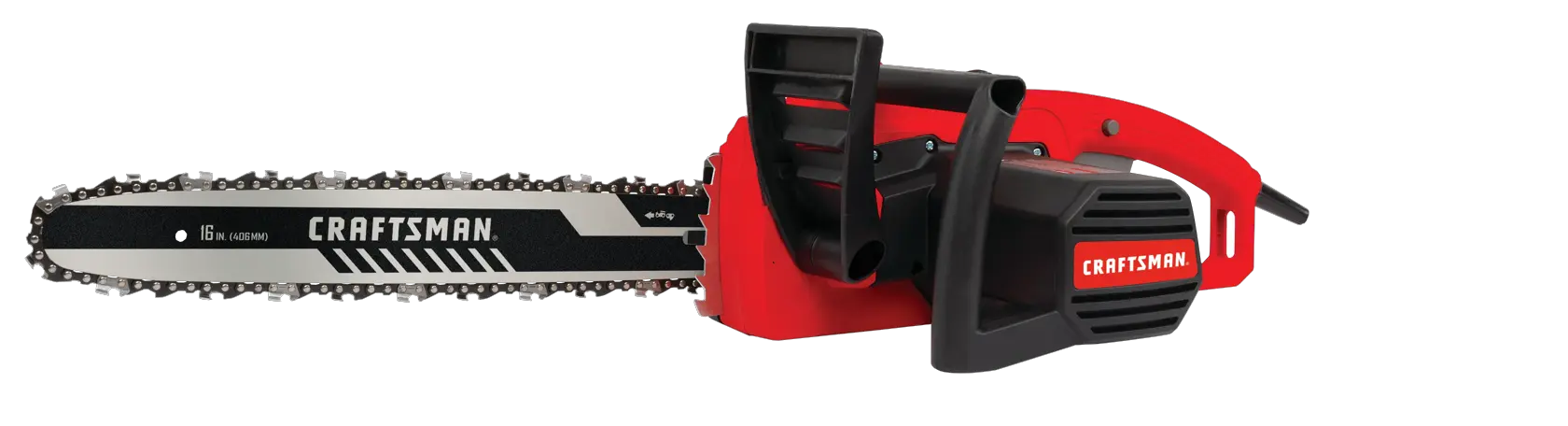 View of CRAFTSMAN Chain Saws on white background