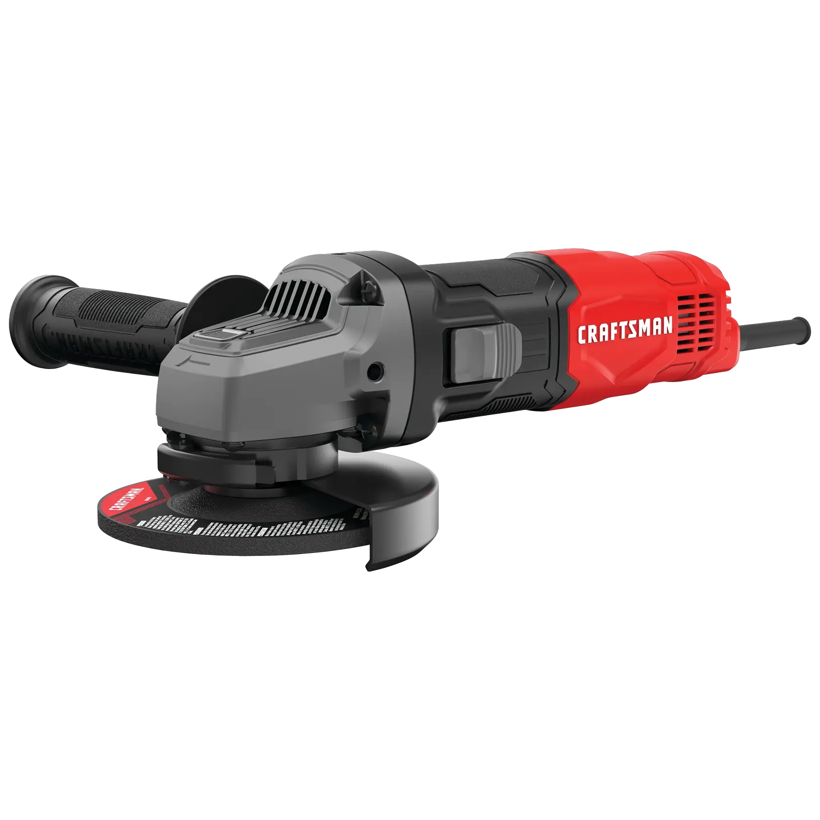 View of CRAFTSMAN Angle Grinder on white background