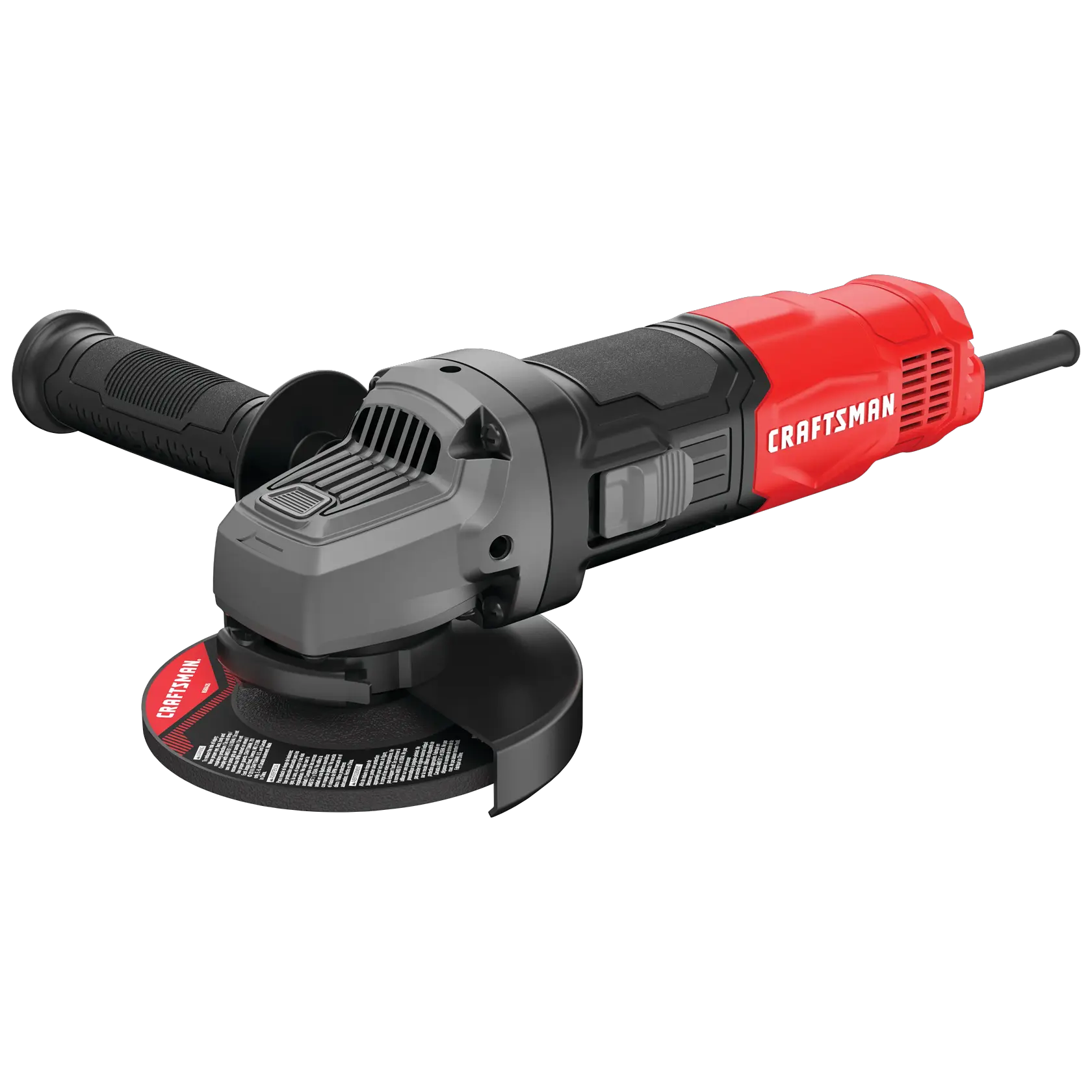 View of CRAFTSMAN Angle Grinder on white background