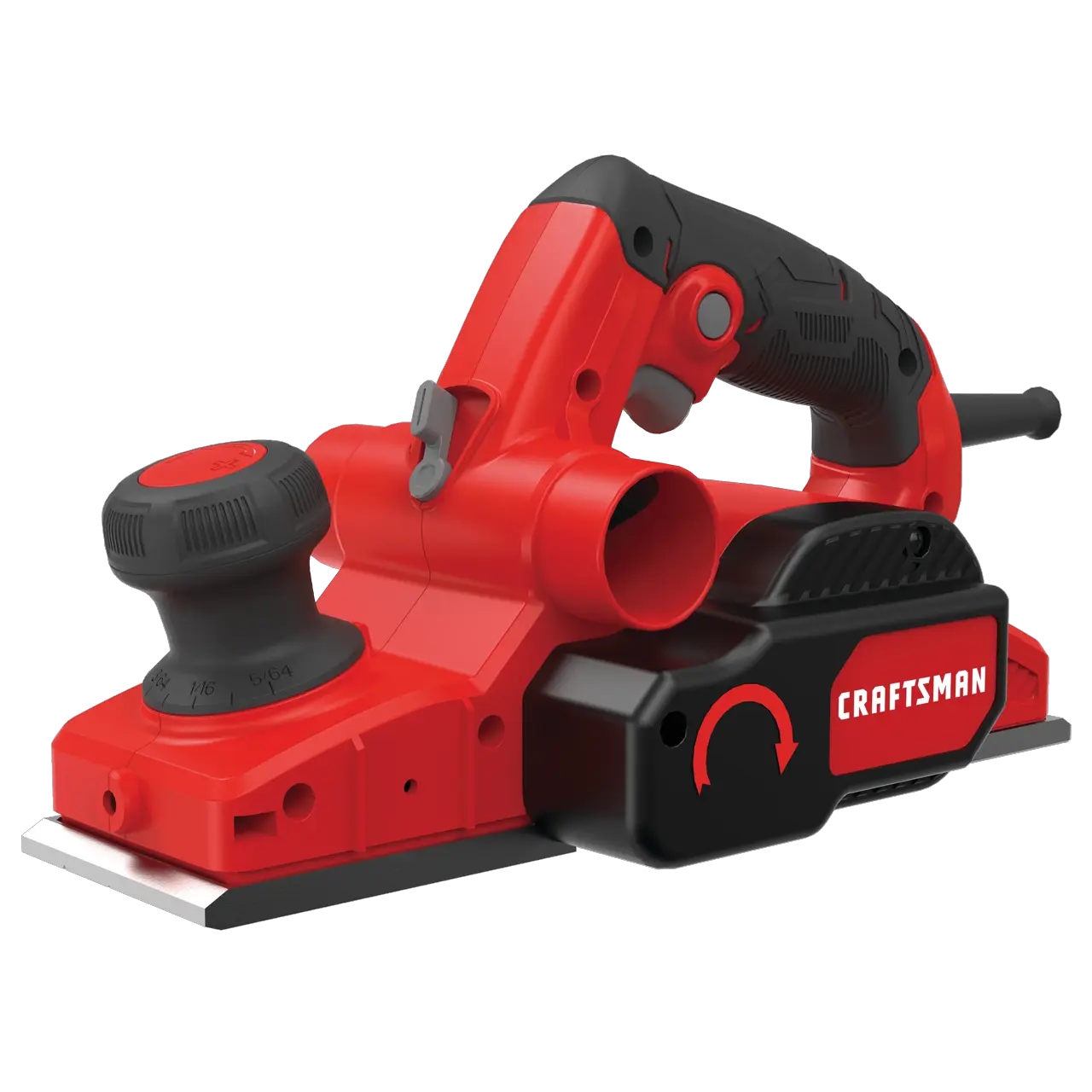 Profile of 6 amp handheld planer.
