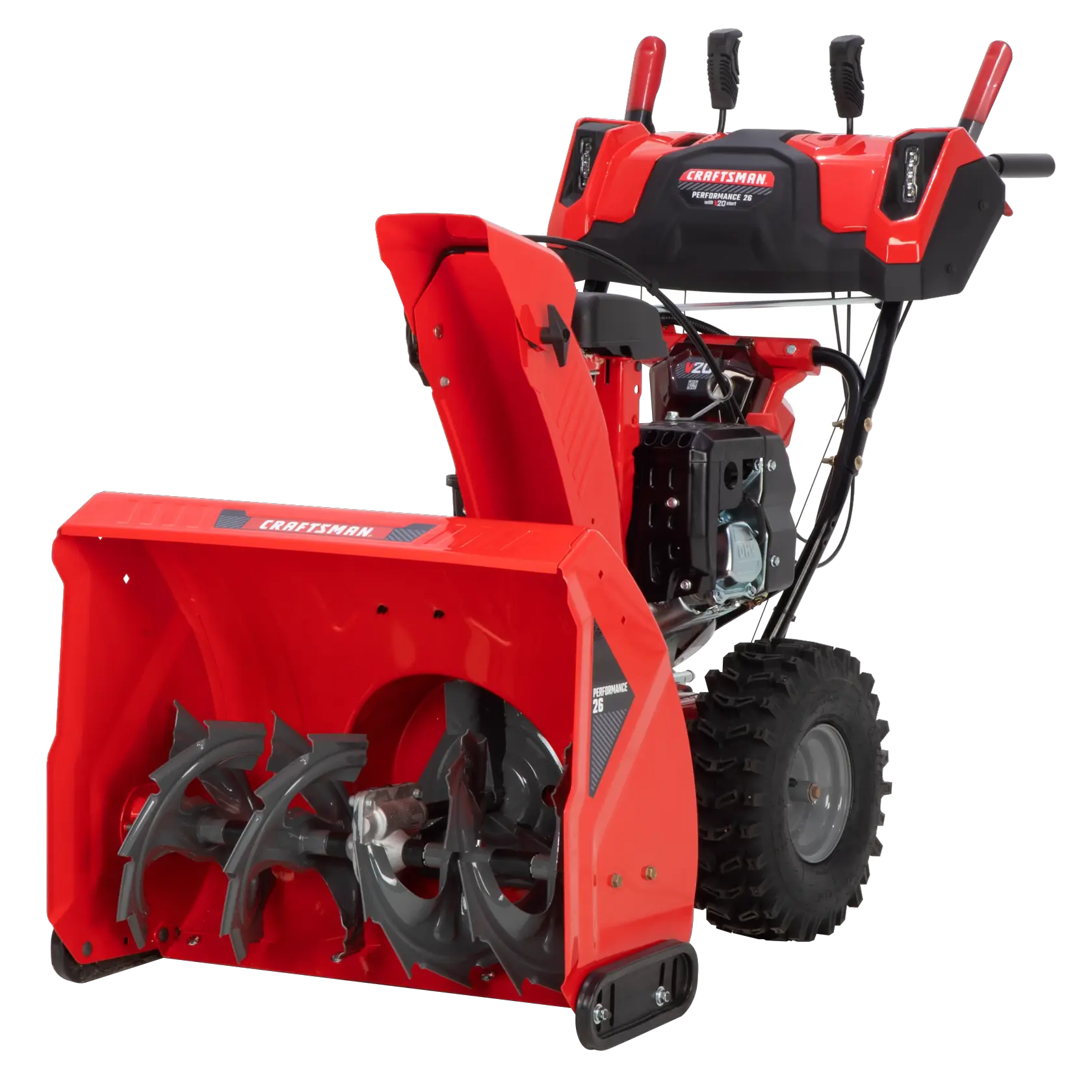 Start 26-in 243-cc Two Stage Gas Snow Blower with V20 Battery Start on white background