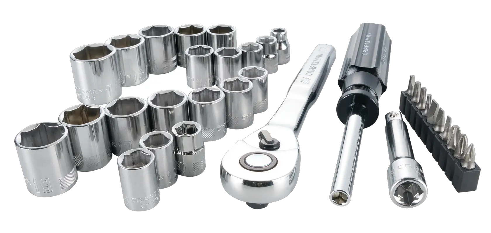View of CRAFTSMAN Mechanics Tool Set on white background