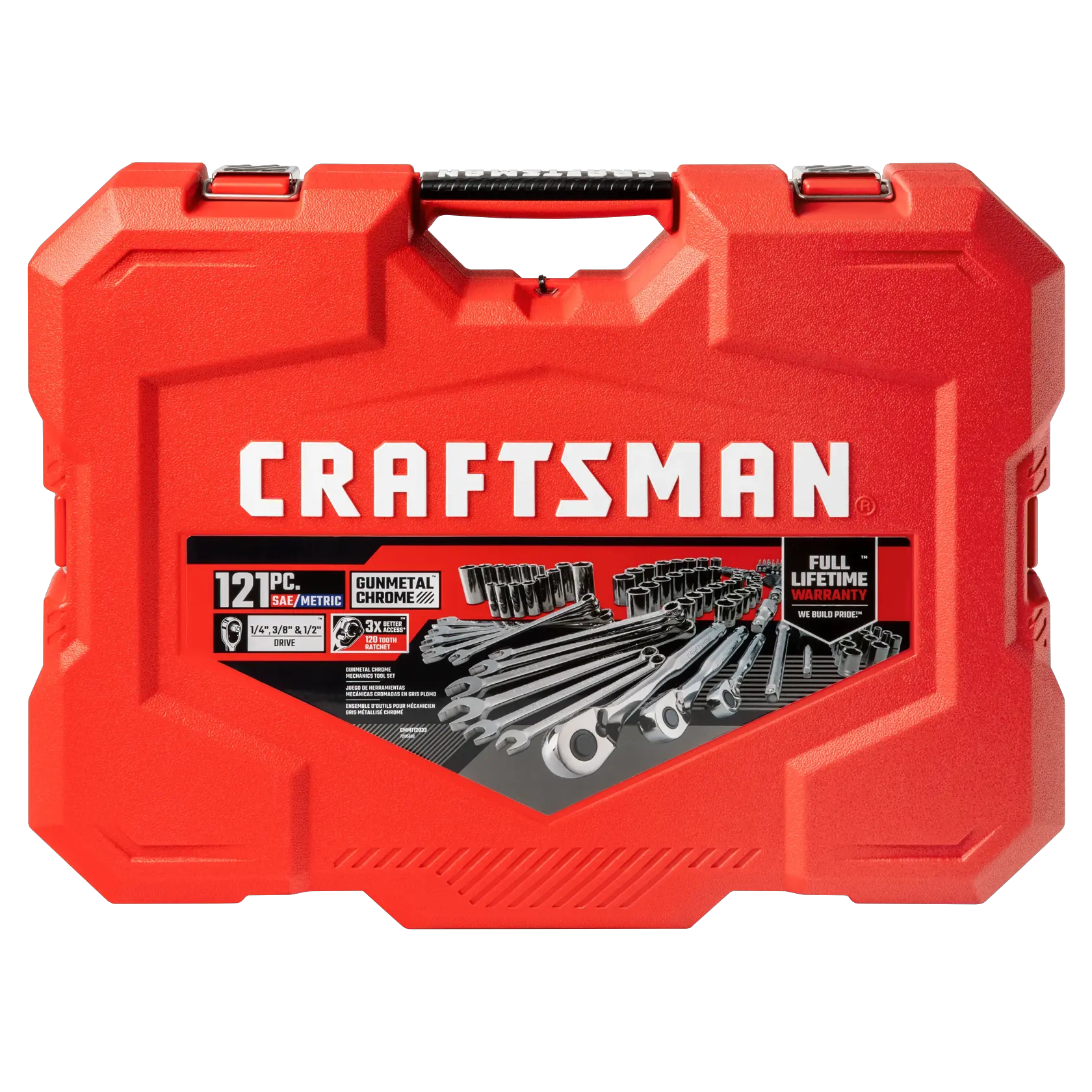 View of CRAFTSMAN Mechanics Tool Set on white background