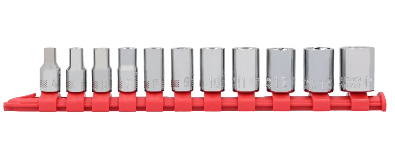 CRAFTSMAN CMMT12041 11PC  1/4IN DR MM 6PT socket set front view.