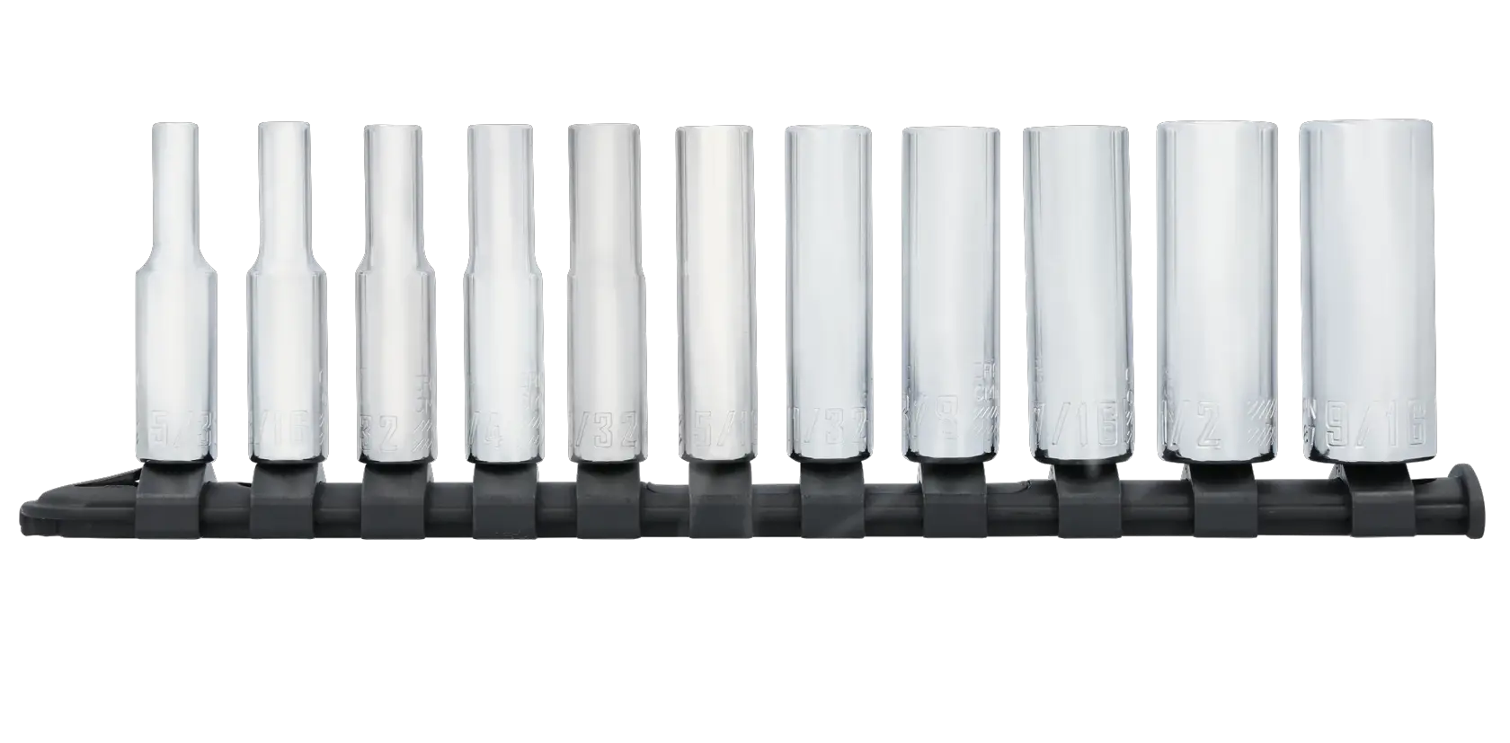 CRAFTSMAN CMMT12050 11PC 1/4IN DR DEEP SAE 6PT socket set front view.