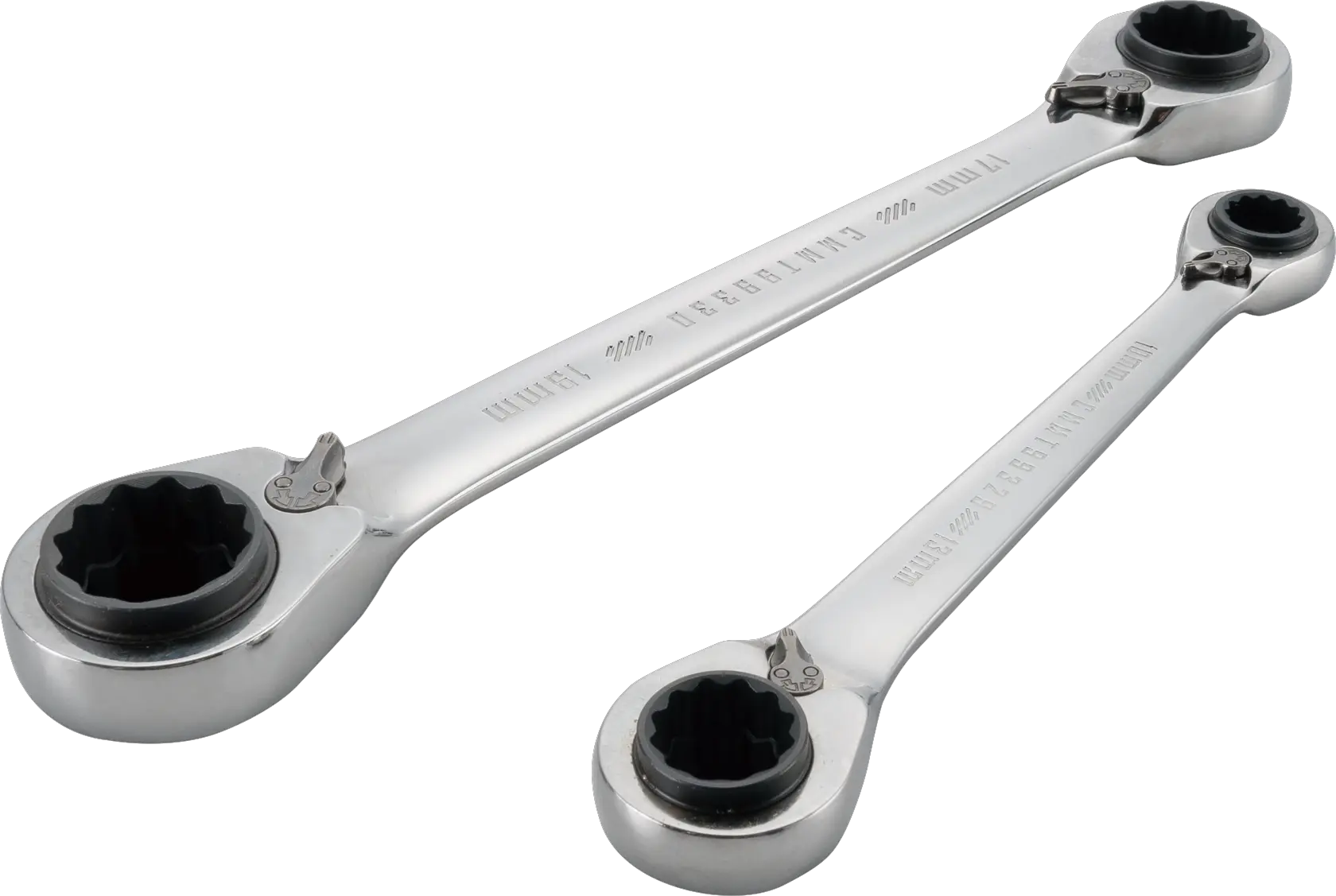 2 piece metric ratcheting box wrench set.