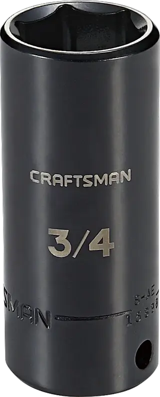 3 eighths inch drive 3 fourths inch S A E deep impact socket.