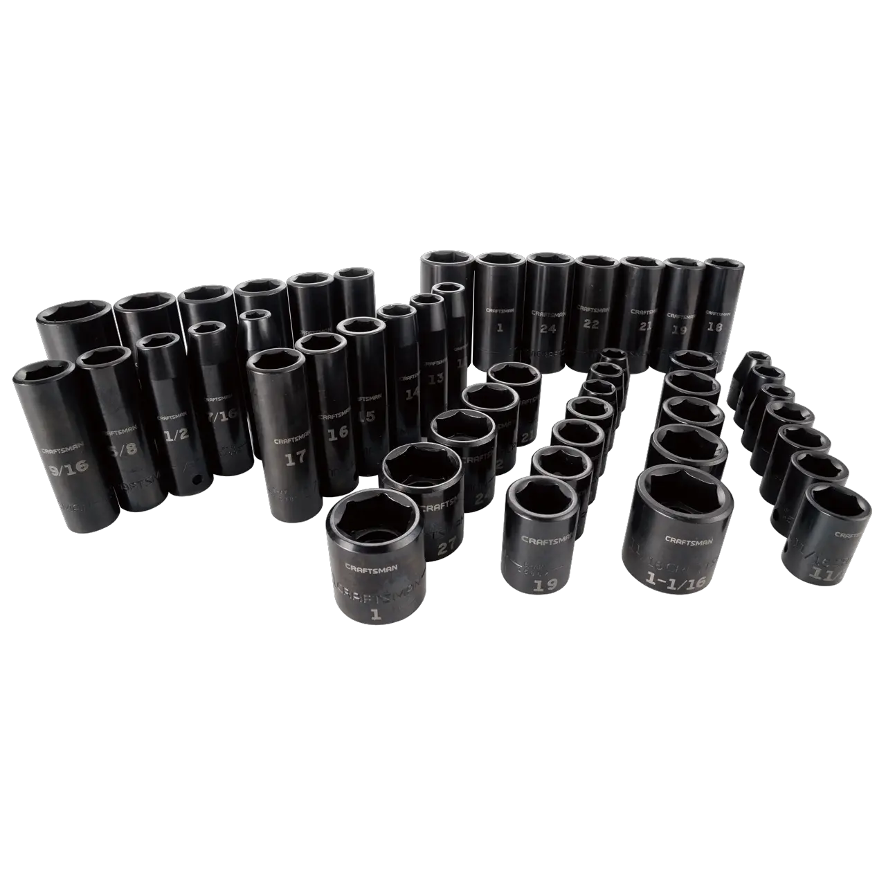 48 piece half inch S A E and metric impact socket set.
