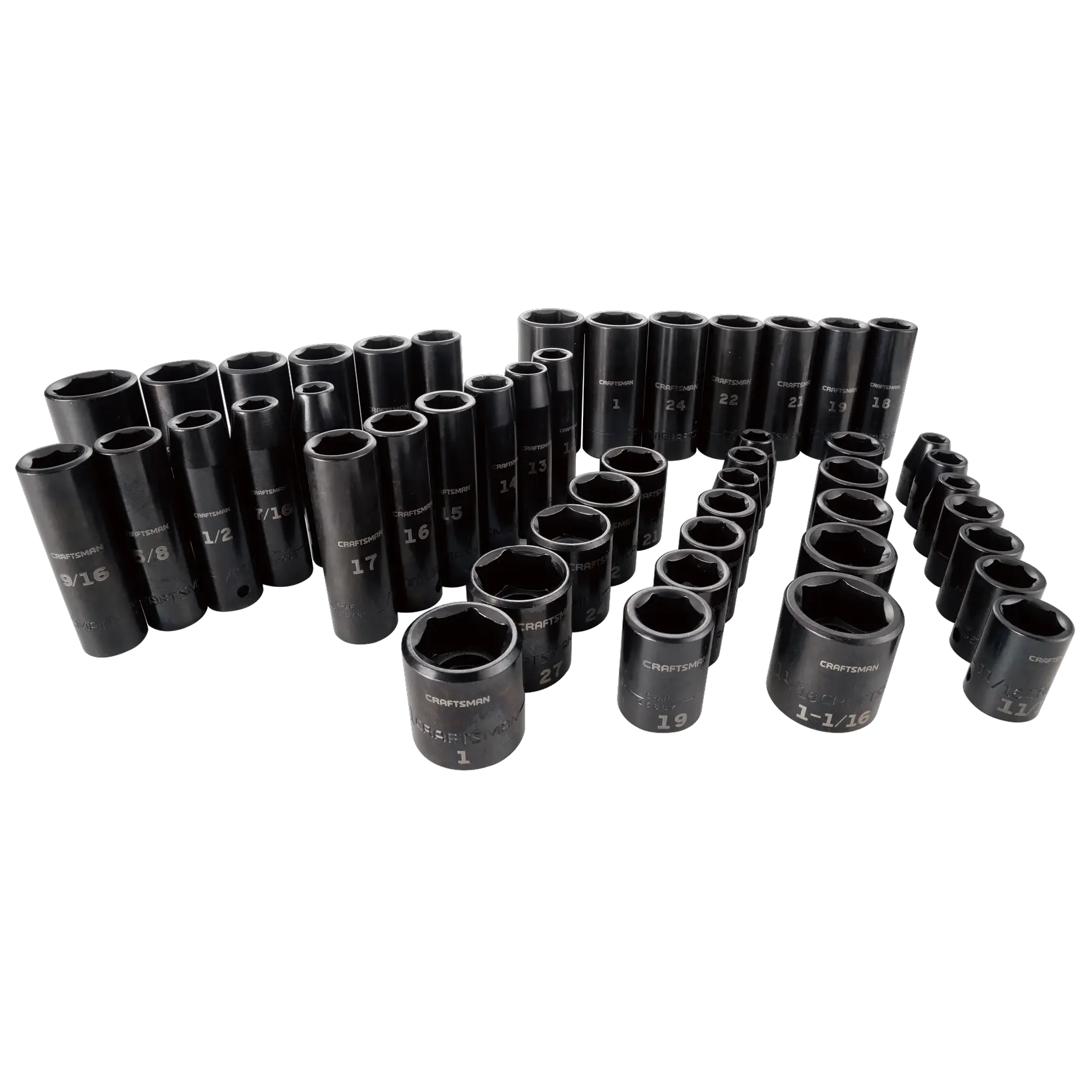 48 piece half inch S A E and metric impact socket set.
