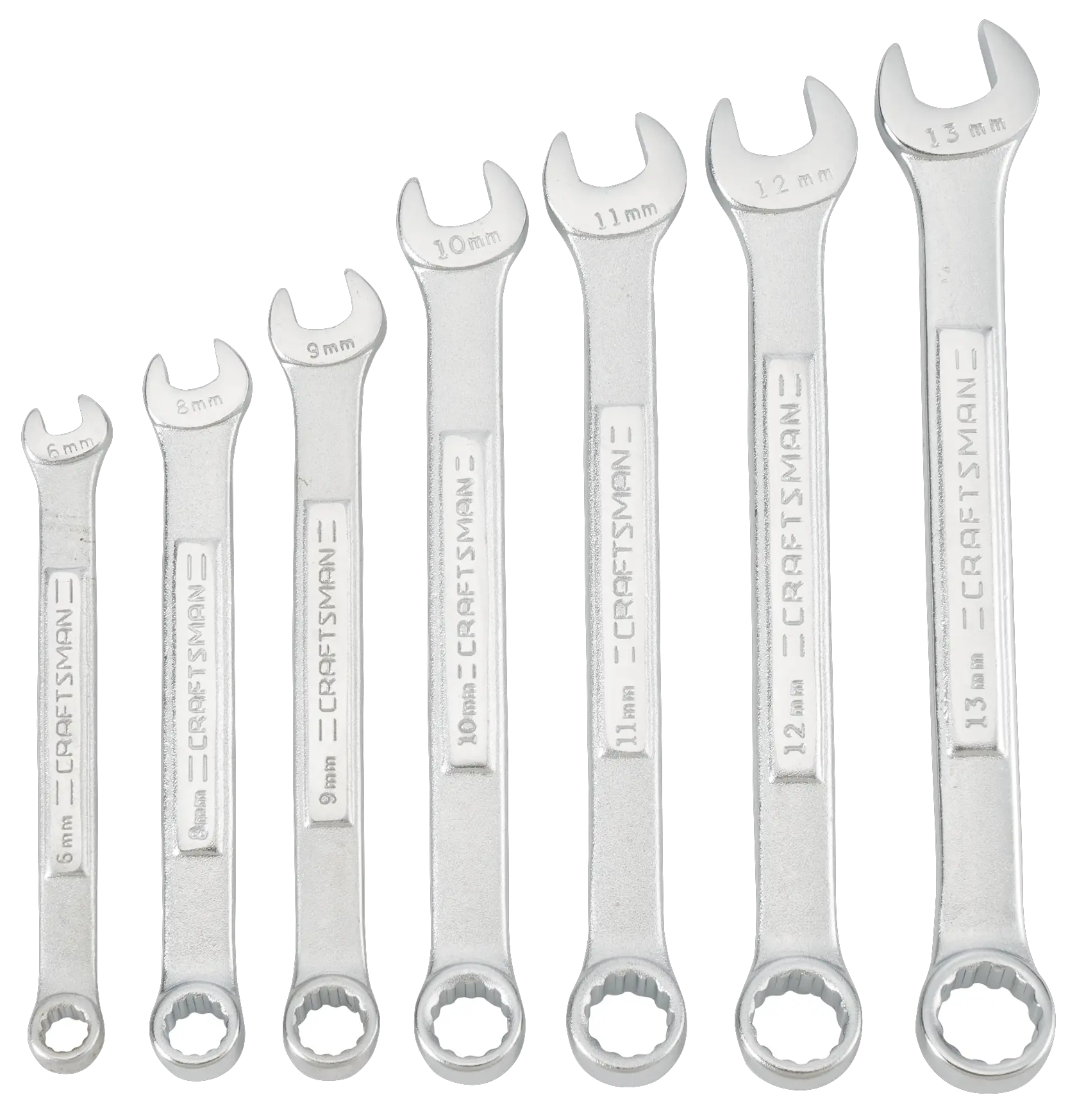 7 piece set 12 point metric standard combination wrench set.