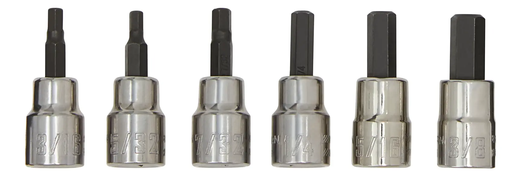 6 piece S A E hex bit socket.