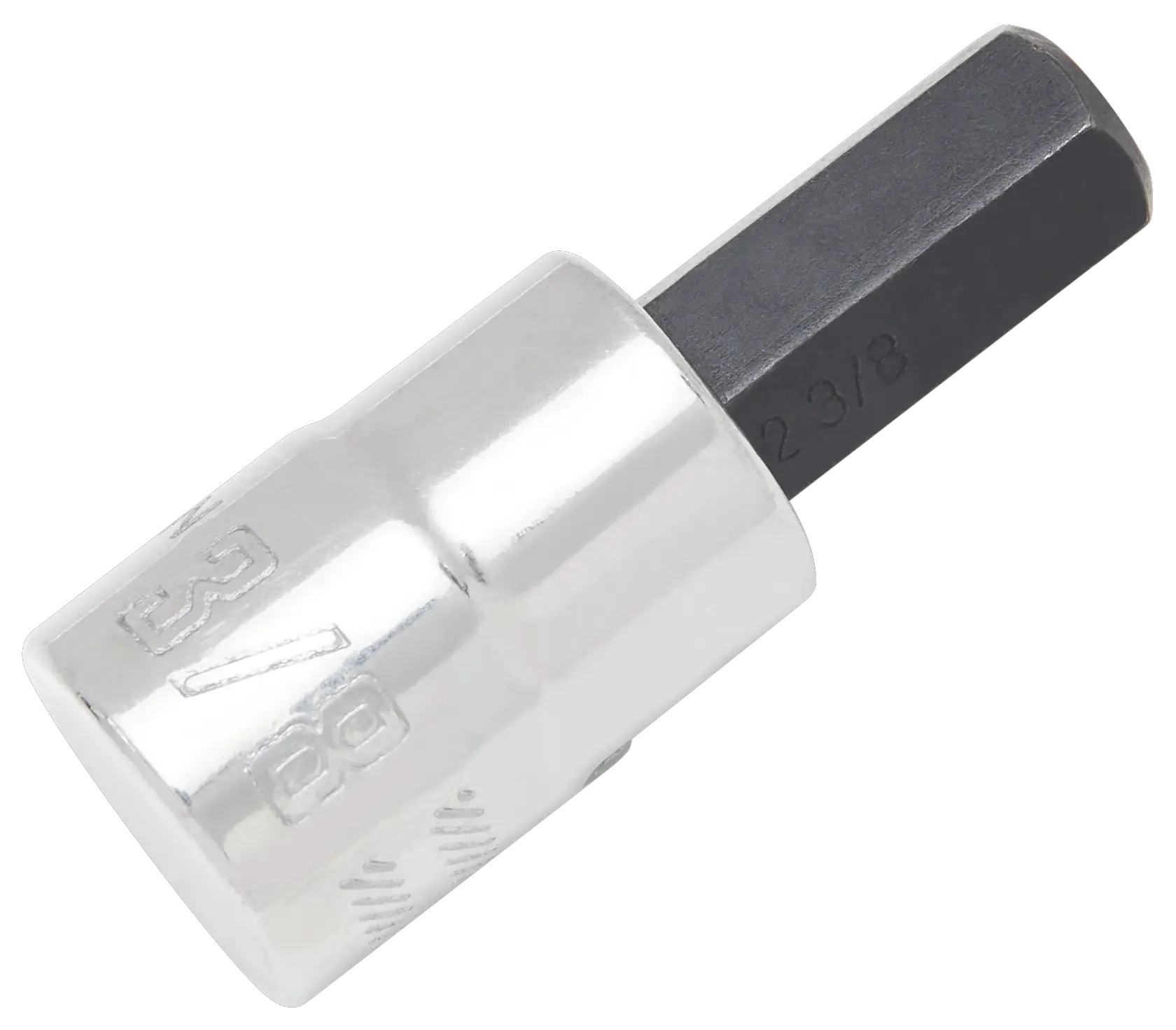 Angled, close-up view of single Craftsman SAE Hex Bit socket