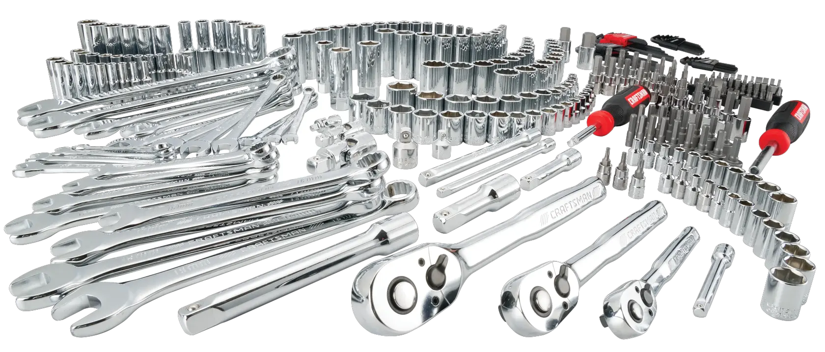 View of CRAFTSMAN Mechanics Tool Set on white background