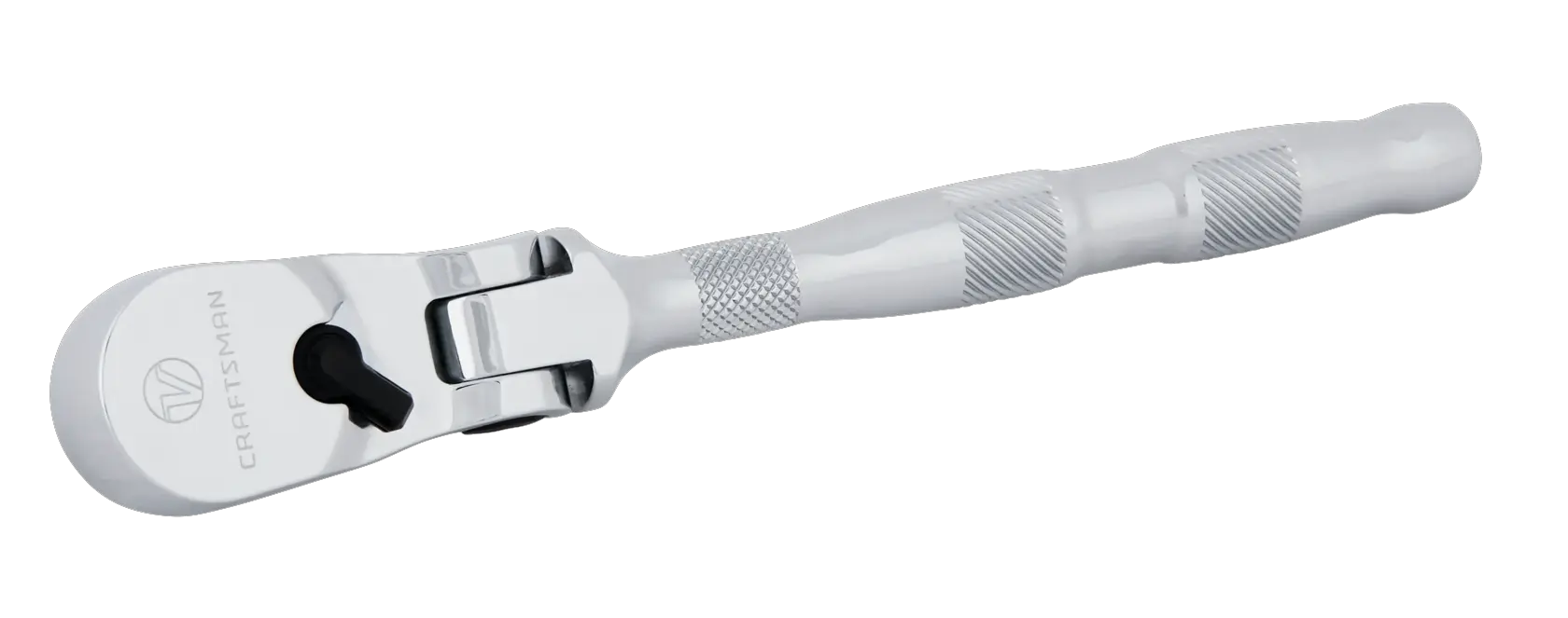 Right profile of V series three eighth inch drive flex head ratchet.