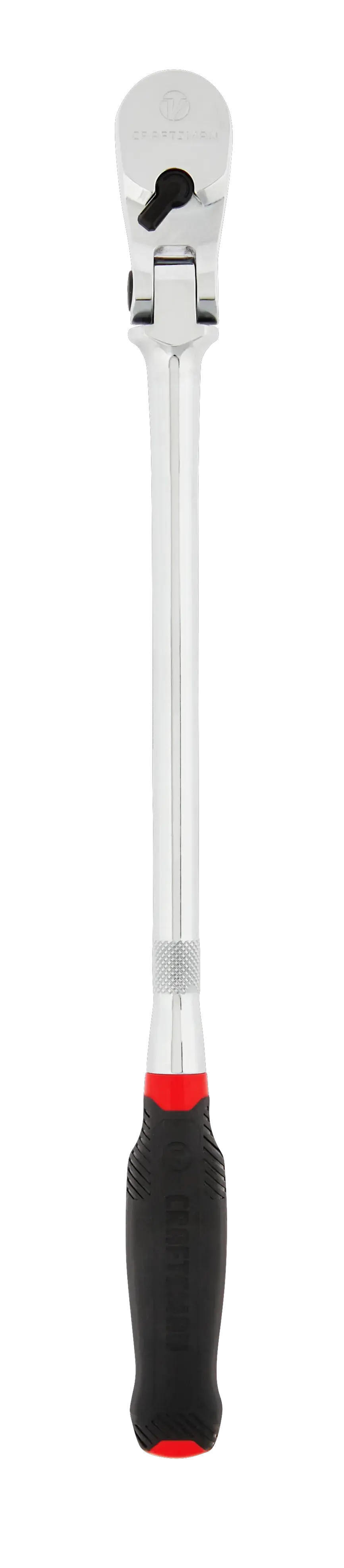 Profile of V series three eighth inch drive comfort grip long flex head ratchet.