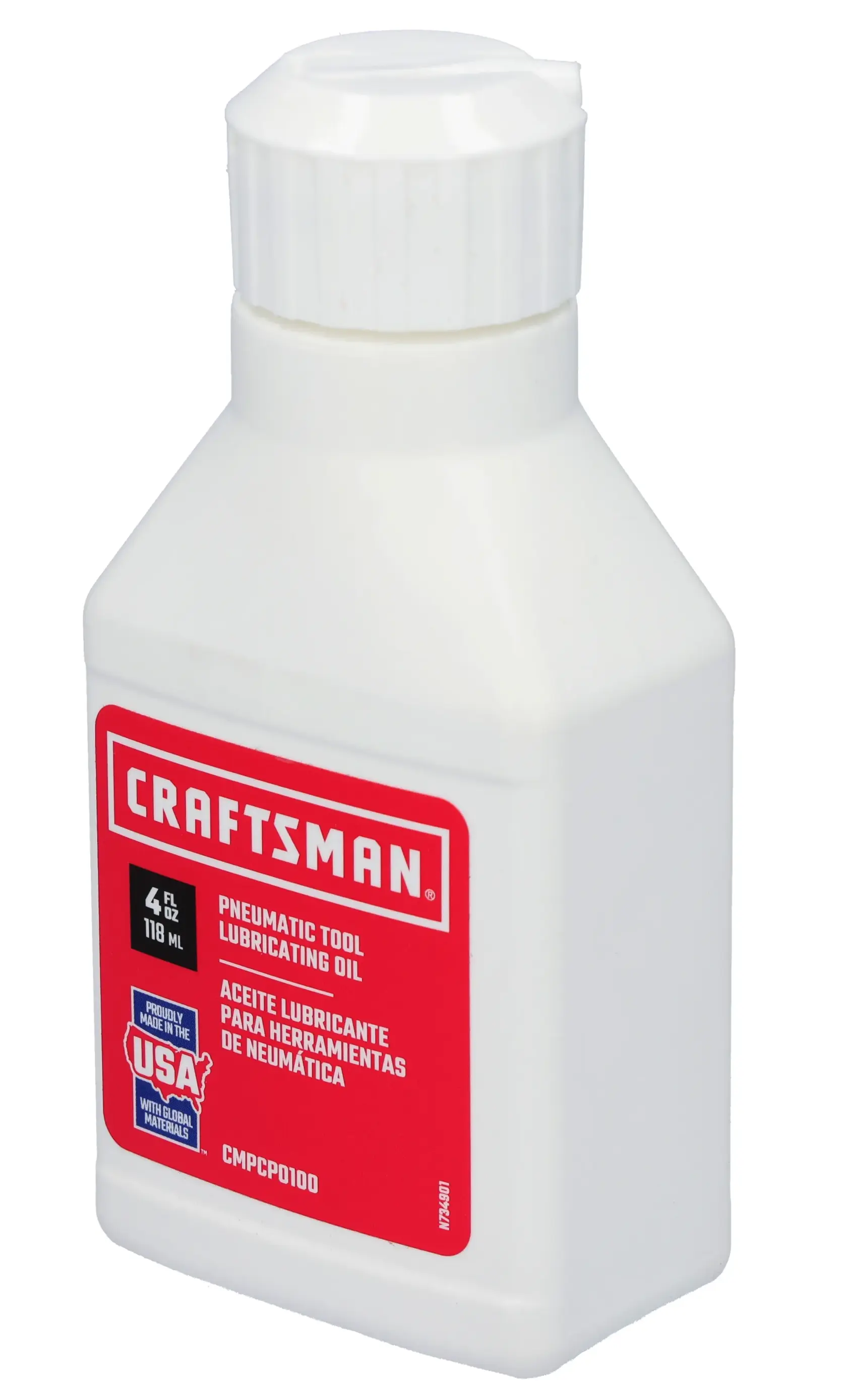 CRAFTSMAN CMPCPO100 Craftsman Air Tool Oil 4 oz compessor oil 3/4 forward view.