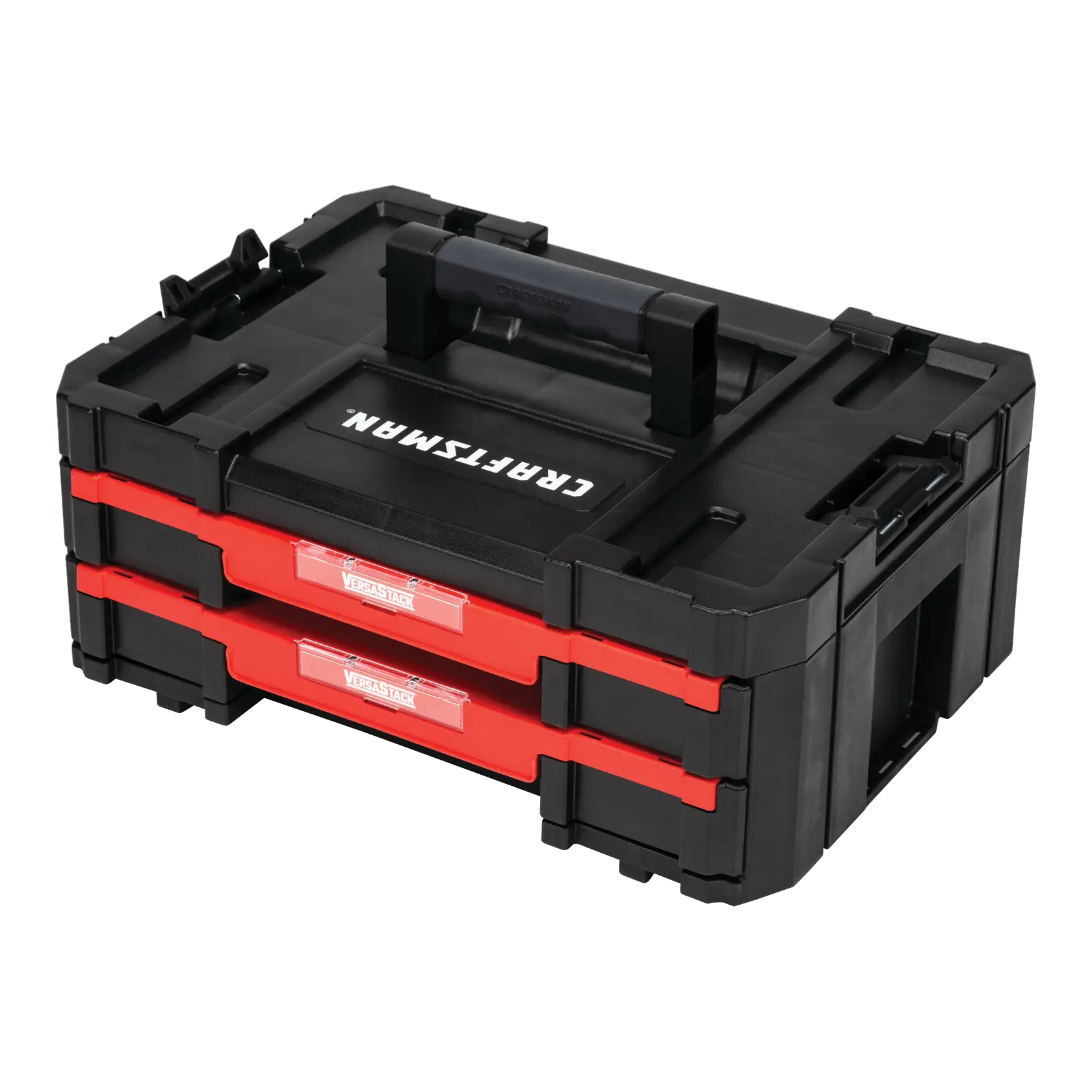 Right profile of Versastack double shallow drawers.