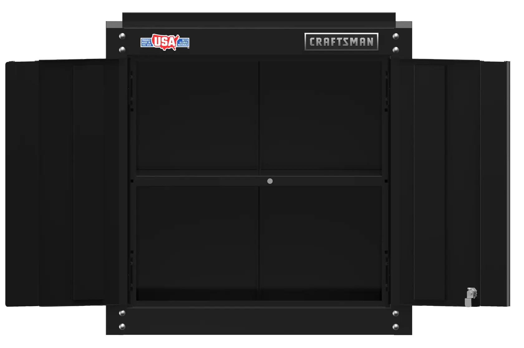 CRAFTSMAN 28-in wide by 28-in high storage wall cabinet straight forward view with doors open