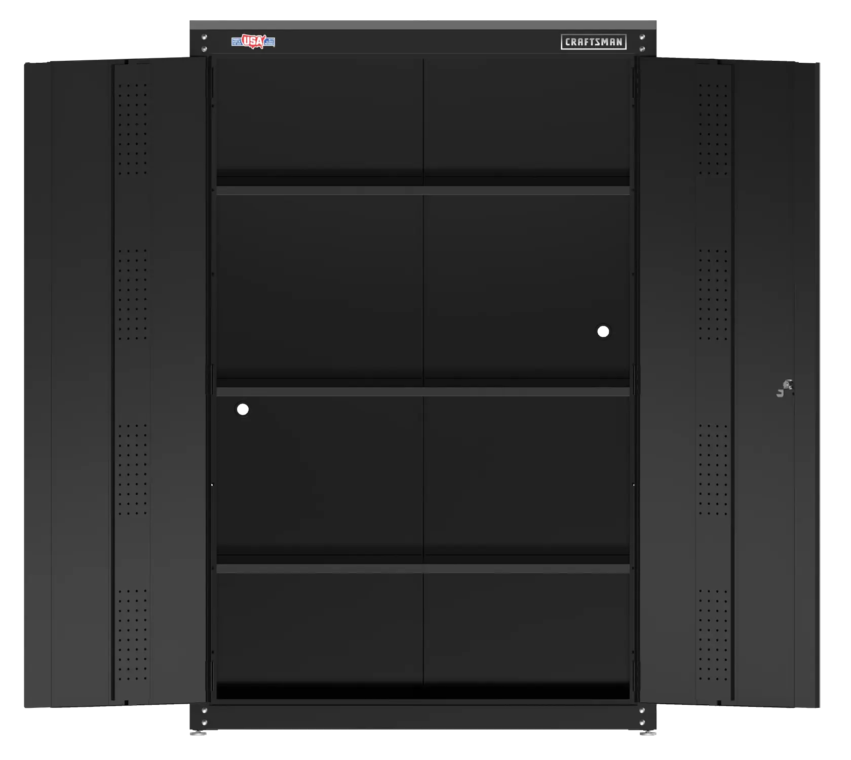CRAFTSMAN 48-in wide storage cabinet straight forward view with doors open