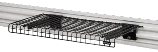 Black VERSATRACK Wire Shelf attached to white VERSATRACK trackwall