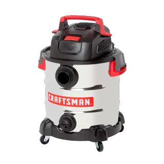 Front facing left angle view of CRAFTSMAN 10 Gallon 6.0 Peak Horsepower wet dry shop vacuum