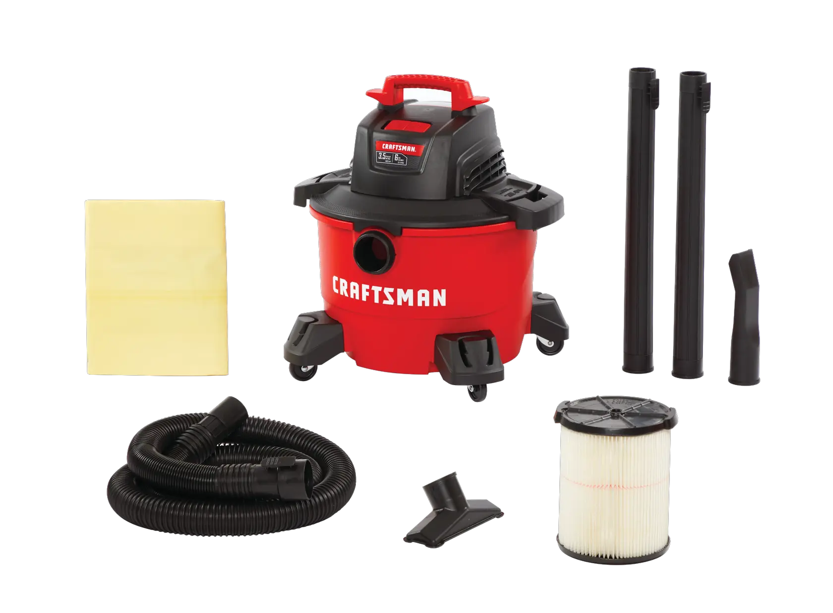 6 gallon 3.5 Peak h p wet and dry vac kit.